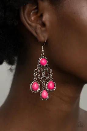 Open Door Jewelry - Canyon Chandelier - Pink Earrings - Paparazzi Accessories