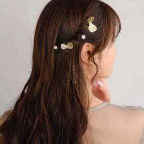 Openwork Petal and Pearl Twist Hairpin Set
