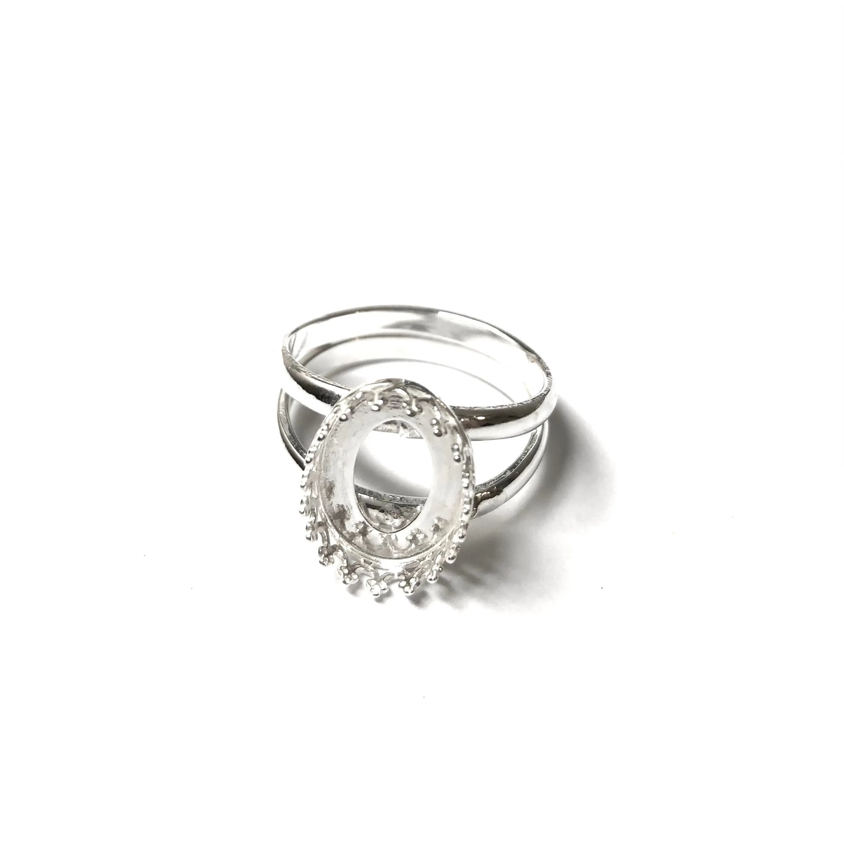 Oval Crown Ring Blank Double Half Round Band | 8x10, 12x10, 14x10
