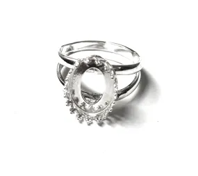 Oval Crown Ring Blank Double Half Round Band | 8x10, 12x10, 14x10