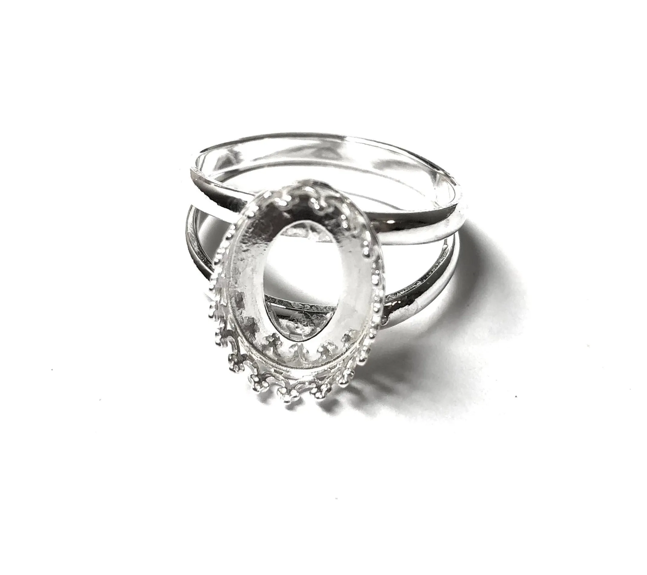 Oval Crown Ring Blank Double Half Round Band | 8x10, 12x10, 14x10