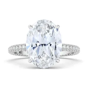 Oval Cut Triple Row Pave Diamond Ring