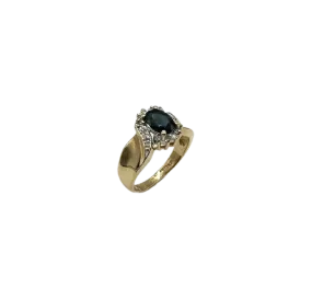 Oval Sapphire Diamond Halo Ring
