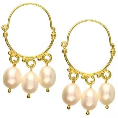 Pearl Chandelier Hoop Earrings