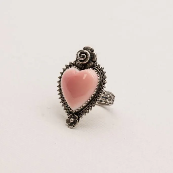 Pink Conch Heart Ring-Size 6