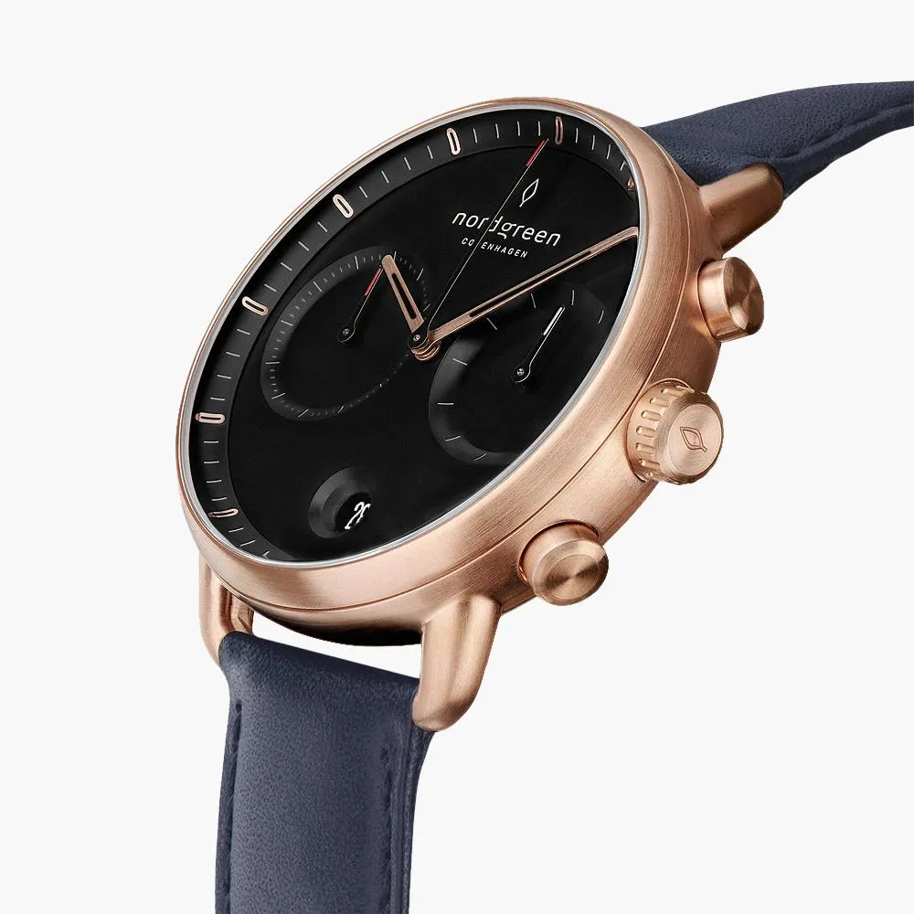Pioneer - BUNDLE Black Dial Rose Gold | Brown Leather / Black Leather / Navy Leather Strap