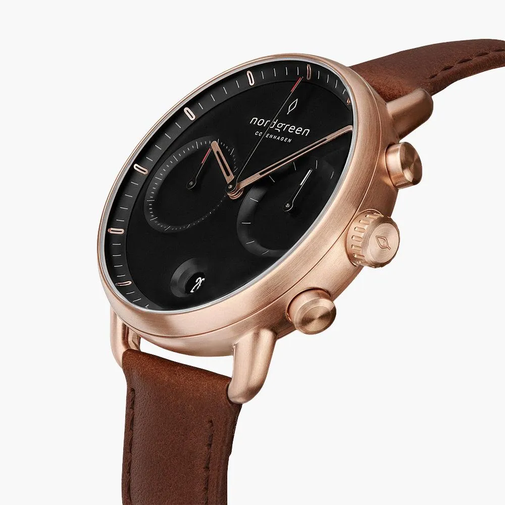 Pioneer - BUNDLE Black Dial Rose Gold | Brown Leather / Black Leather / Navy Leather Strap
