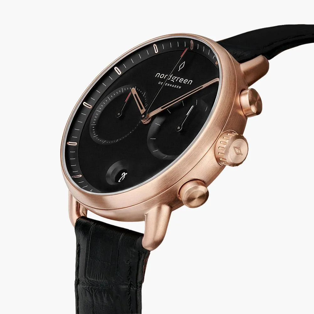 Pioneer - BUNDLE Black Dial Rose Gold | Brown Leather / Black Leather / Navy Leather Strap
