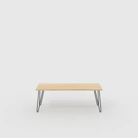 Plywood Bench Seat with Black Hairpin Legs - Plywood Oak - 1200(w) x 400(d)