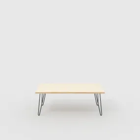 Plywood Coffee Table with Black Hairpin Legs - Plywood Birch - 1200(w) x 600(d) x 425(h)