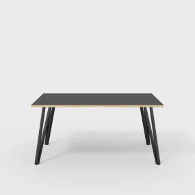 Plywood Desk with Black Box Hairpin Legs - Formica Diamond Black - 1600(w) x 800(d) x 735(h)
