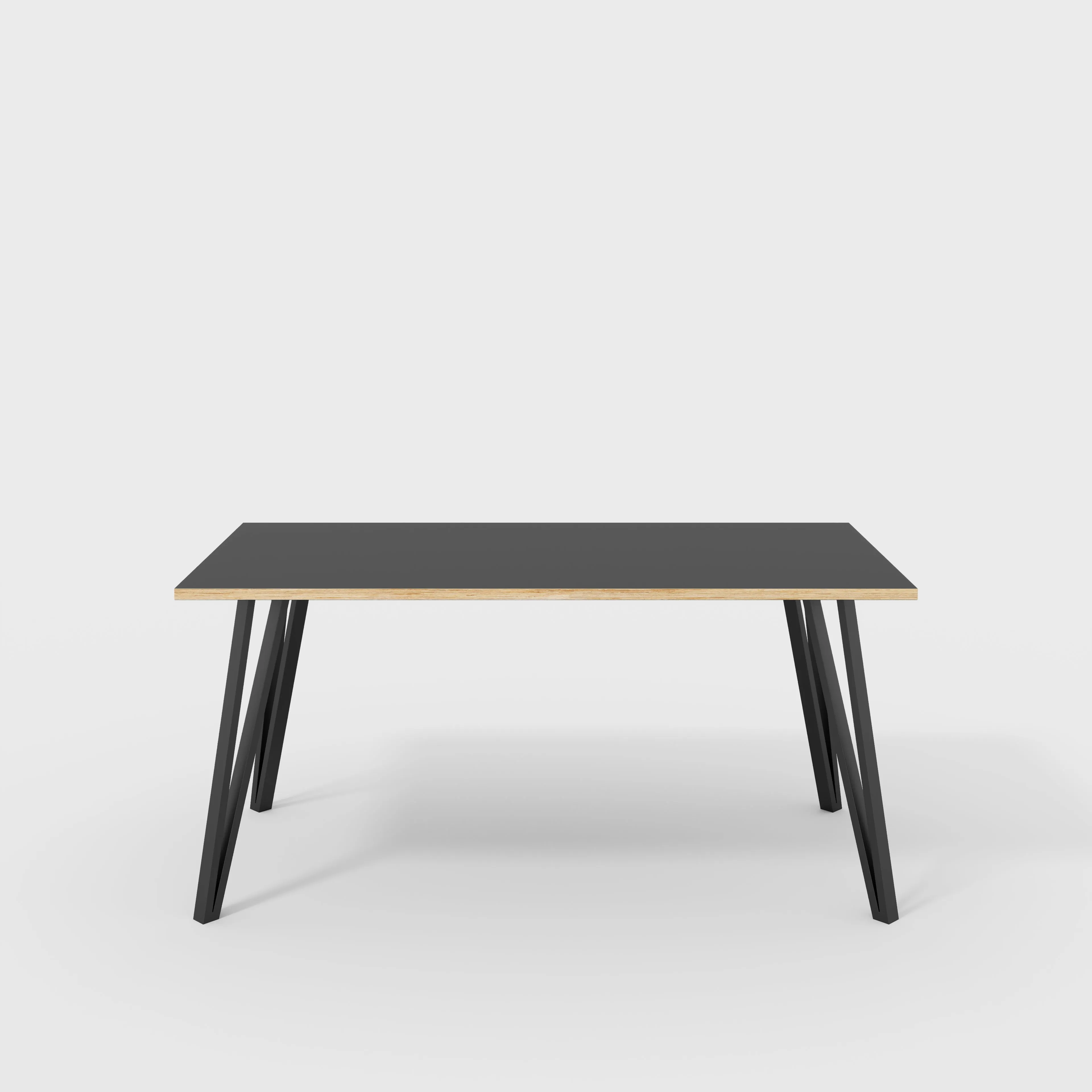 Plywood Desk with Black Box Hairpin Legs - Formica Diamond Black - 1600(w) x 800(d) x 735(h)