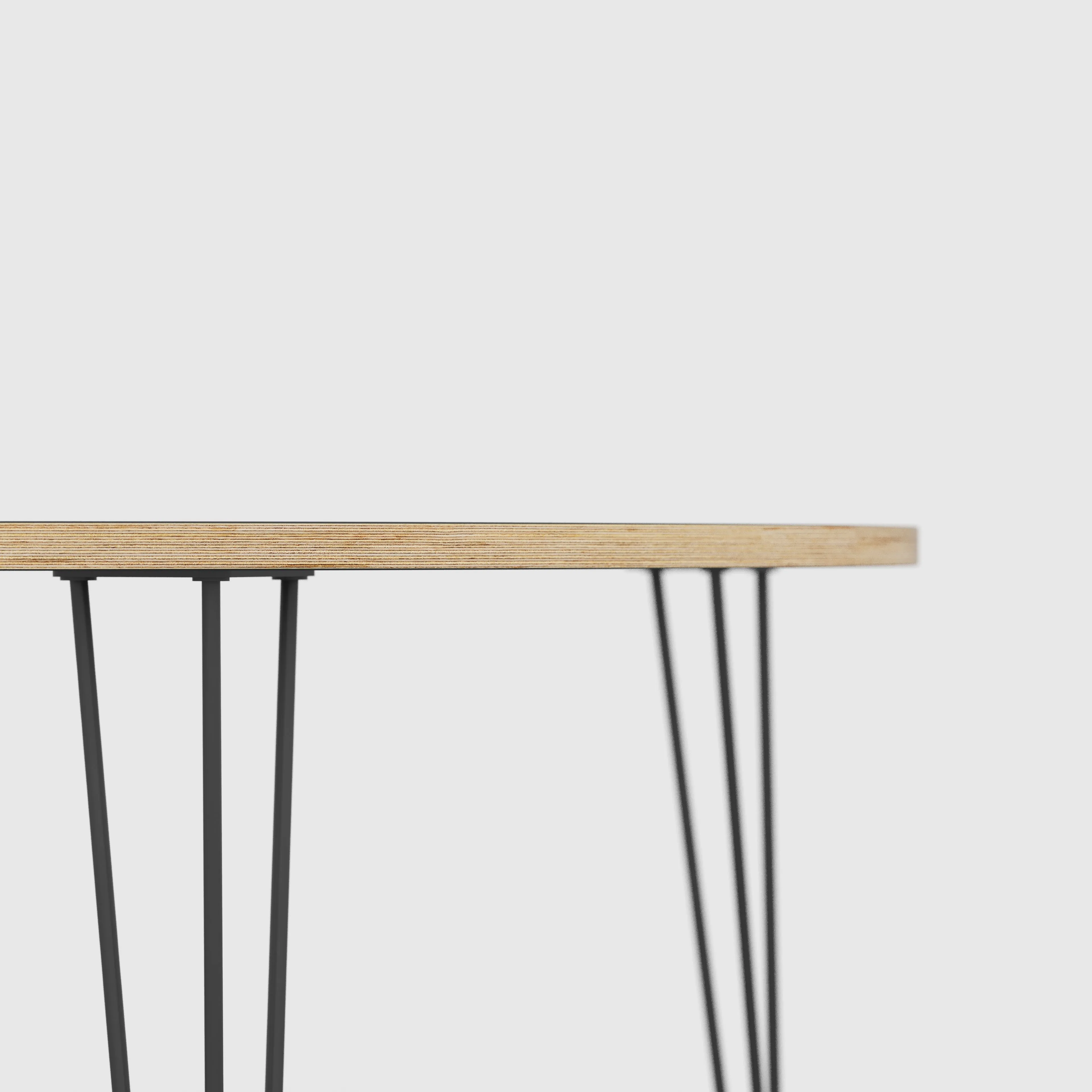 Plywood Round Table with Black Hairpin Legs - Formica Chrome Yellow - 1200(dia) x 735(h)