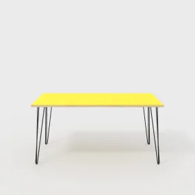 Plywood Table with Black Hairpin Legs - Formica Chrome Yellow - 1600(w) x 800(d)