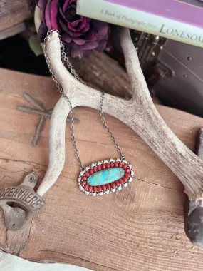 Queen Mother Navajo Turquoise Sterling Silver Necklace