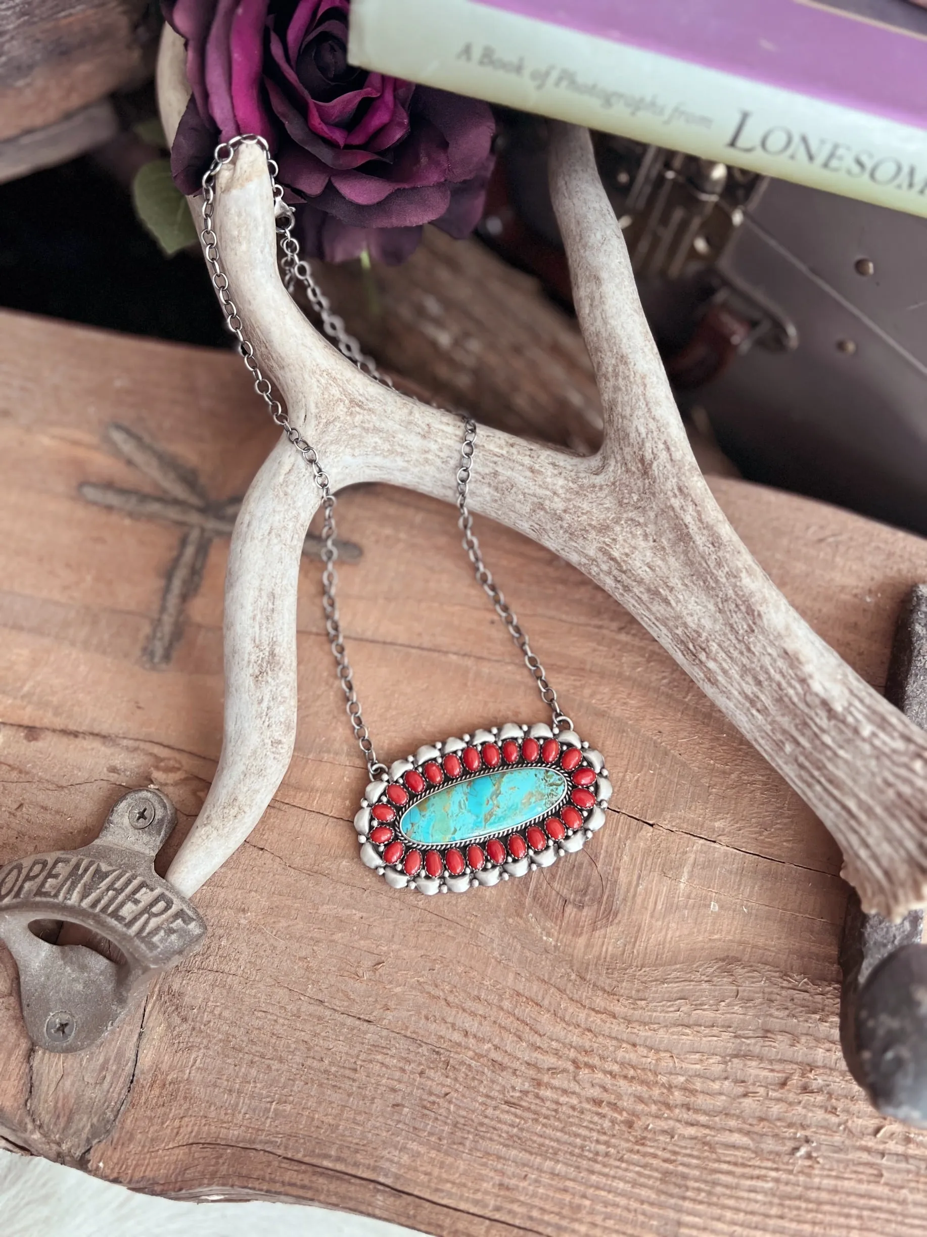 Queen Mother Navajo Turquoise Sterling Silver Necklace