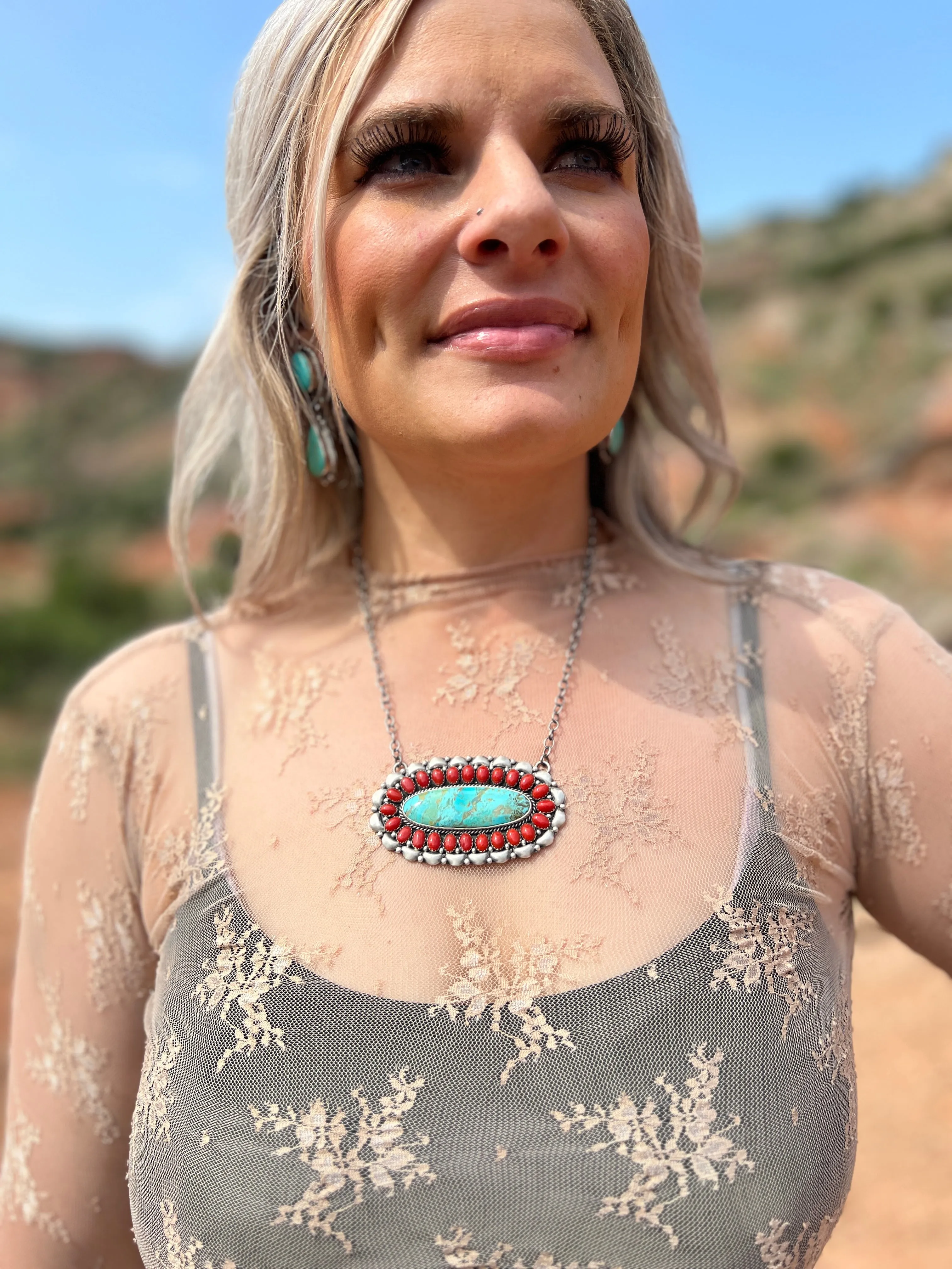 Queen Mother Navajo Turquoise Sterling Silver Necklace