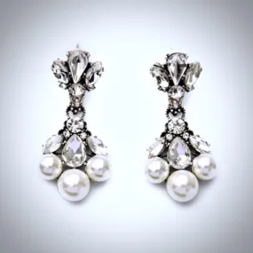 "Avignon" - Vintage Pearl and Rhinestone Bridal Earrings