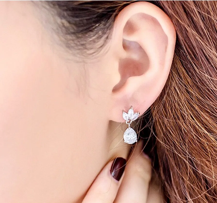 "Cody" - Cubic Zirconia Bridal Earrings - Available in Silver, Rose Gold and Yellow Gold