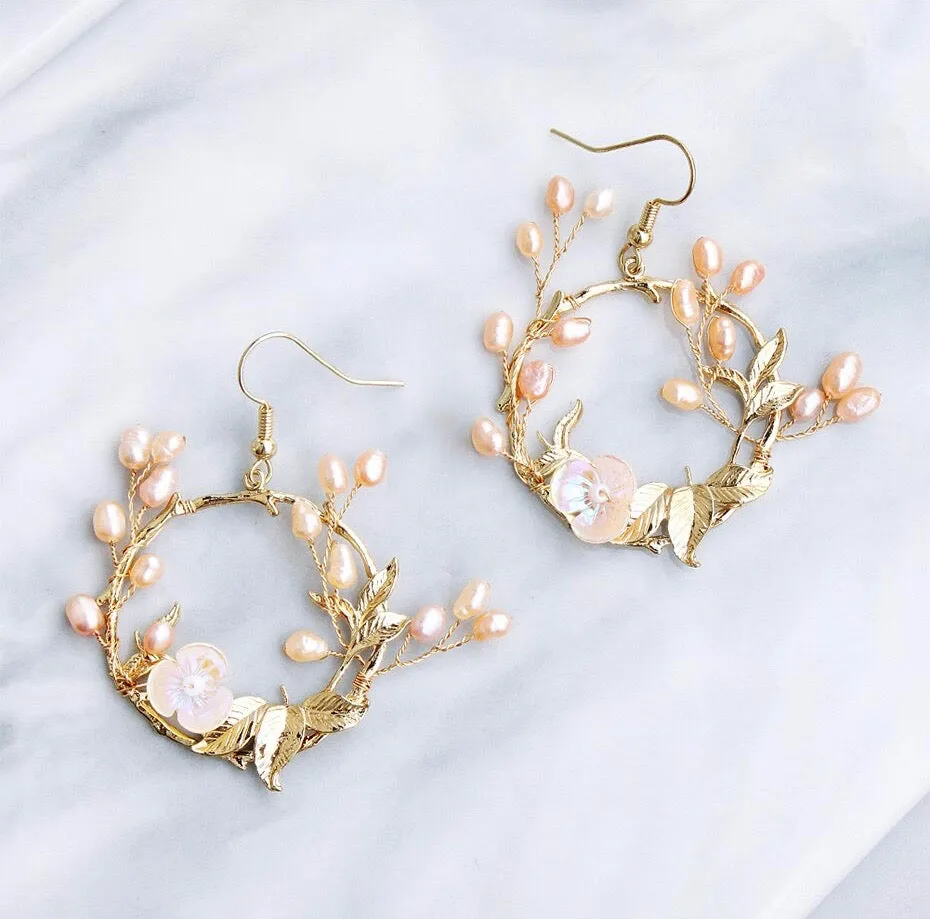 "Floriana" - Romantic Freshwater Pearl Bridal Earrings