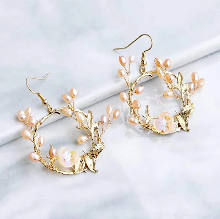 "Floriana" - Romantic Freshwater Pearl Bridal Earrings
