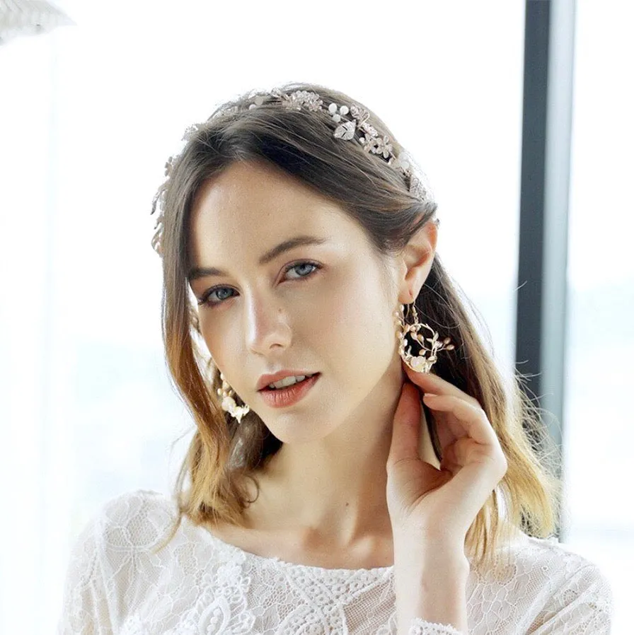 "Floriana" - Romantic Freshwater Pearl Bridal Earrings