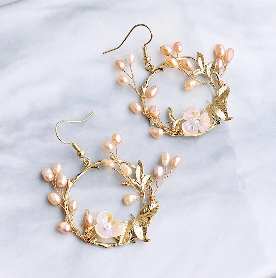 "Floriana" - Romantic Freshwater Pearl Bridal Earrings