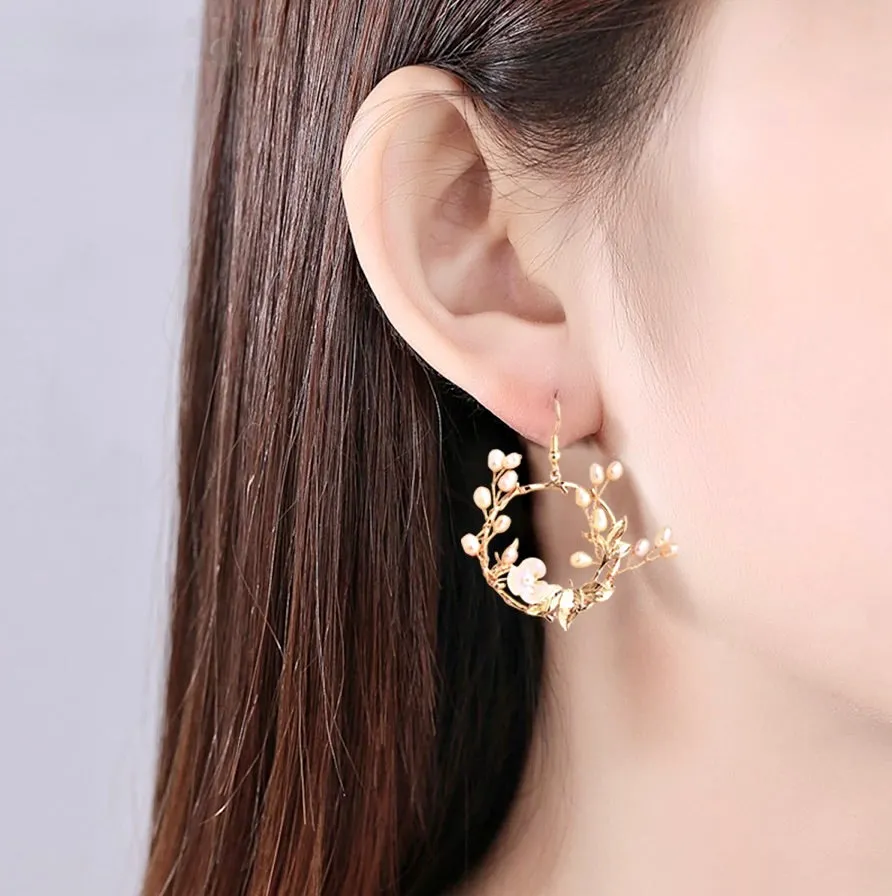 "Floriana" - Romantic Freshwater Pearl Bridal Earrings