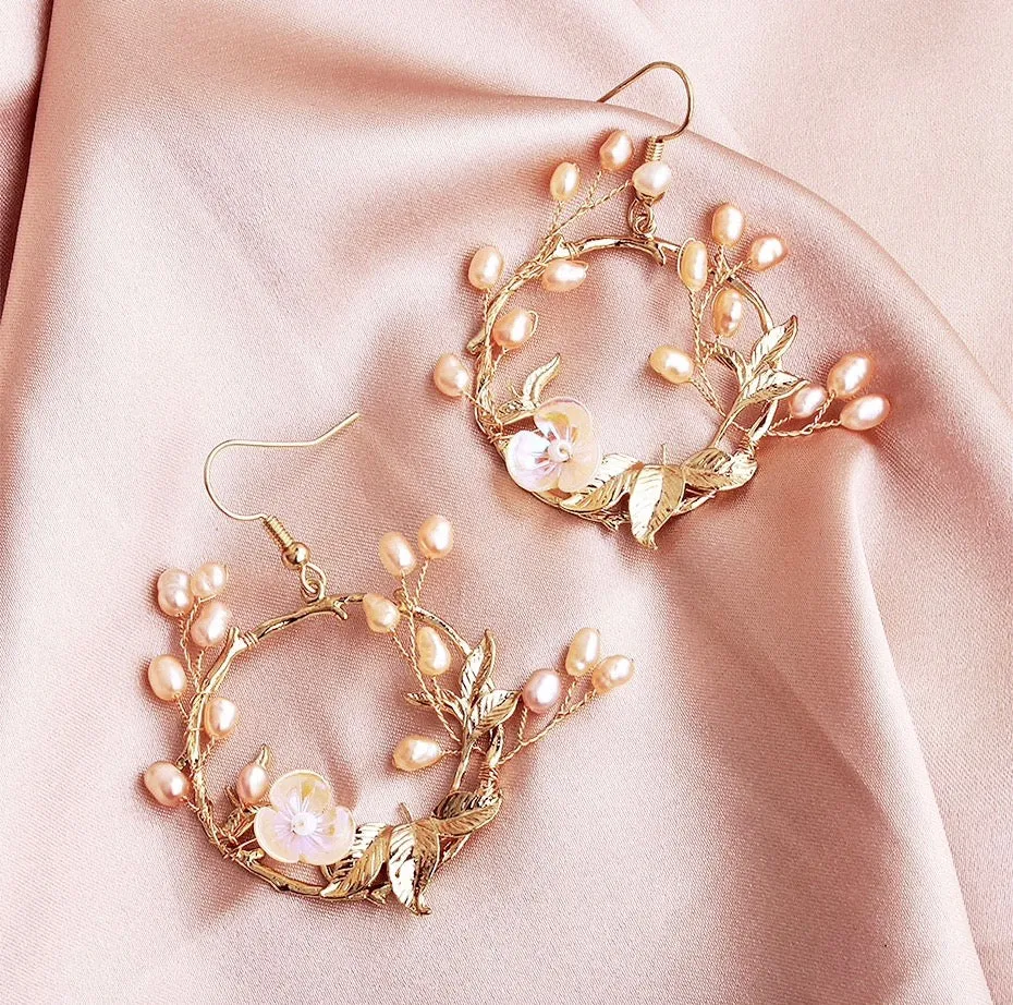 "Floriana" - Romantic Freshwater Pearl Bridal Earrings