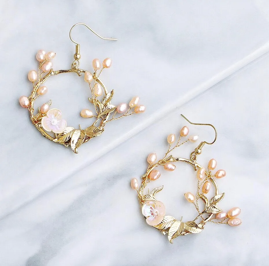 "Floriana" - Romantic Freshwater Pearl Bridal Earrings