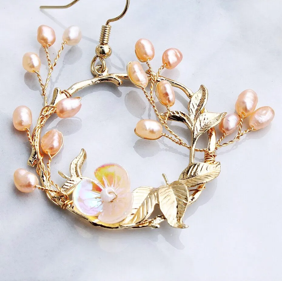 "Floriana" - Romantic Freshwater Pearl Bridal Earrings