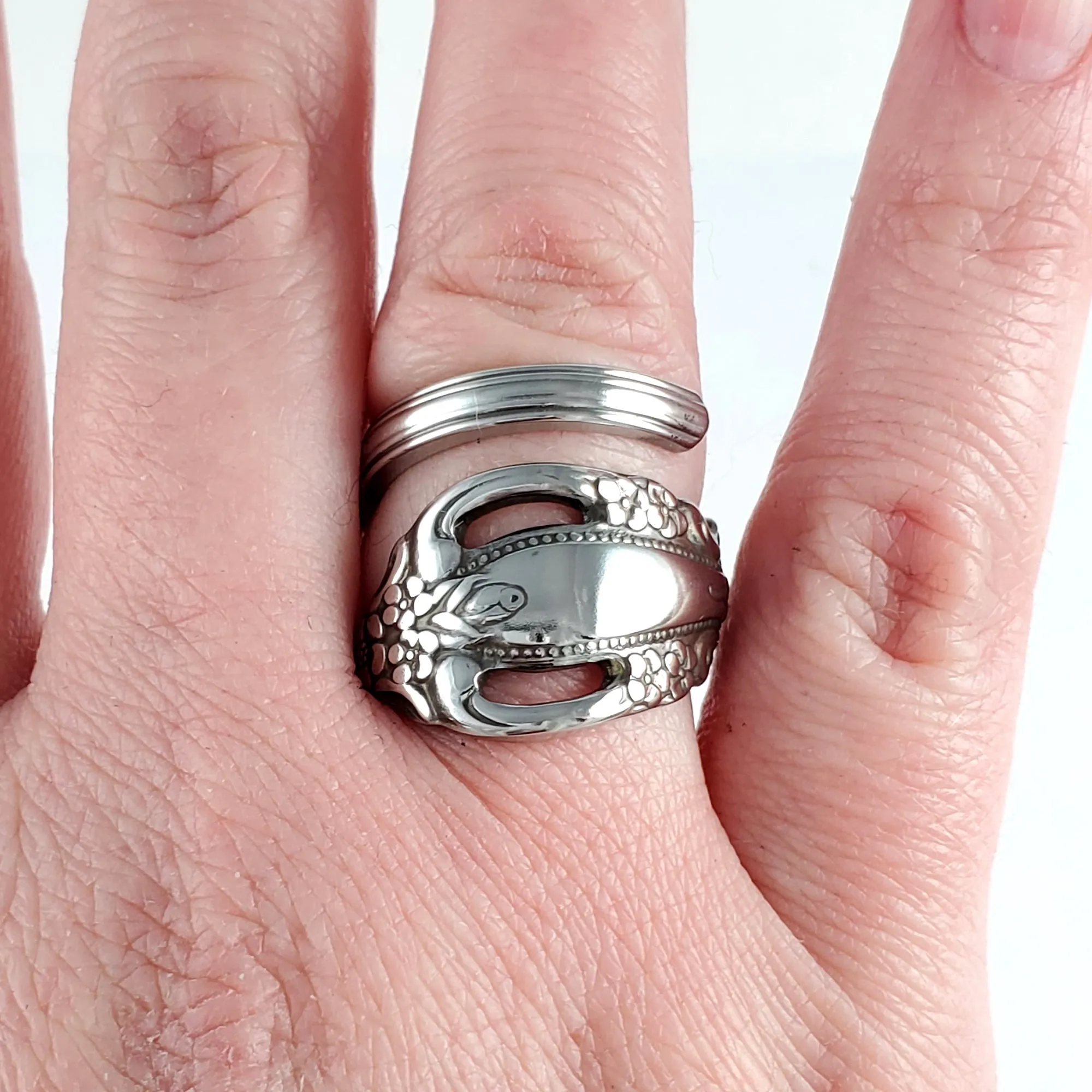 Raphael Brahms Stainless Steel Spoon Wrap Around Ring