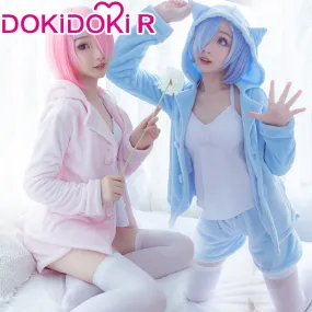 【Ready For Ship】DokiDoki-R Anime Game Re Zero Rem Rame Cosplay  Pajamas Halloween