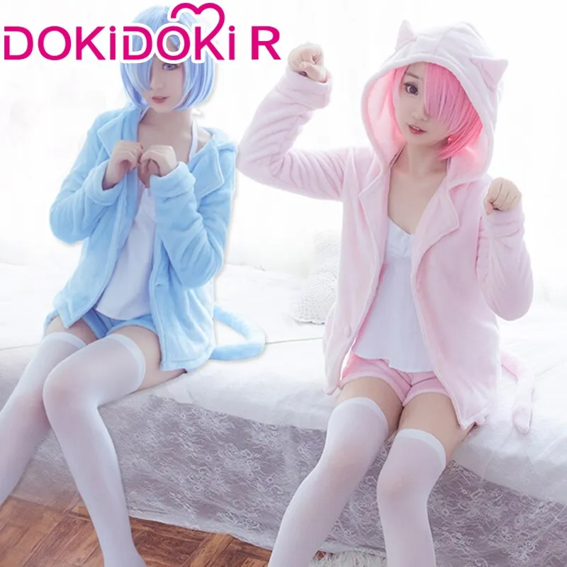 【Ready For Ship】DokiDoki-R Anime Game Re Zero Rem Rame Cosplay  Pajamas Halloween