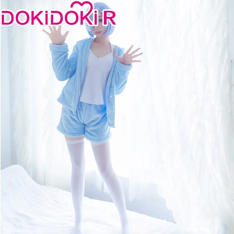 【Ready For Ship】DokiDoki-R Anime Game Re Zero Rem Rame Cosplay  Pajamas Halloween