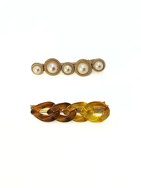 Refined Chain & Pearl Hair Pin Set - 2-Pack
