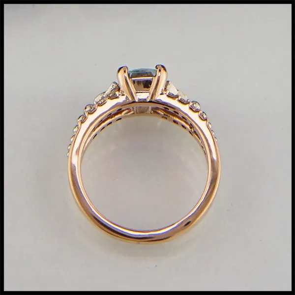 Rose Gold and Aquamarine Ring