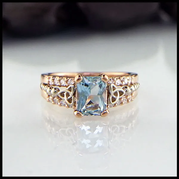 Rose Gold and Aquamarine Ring