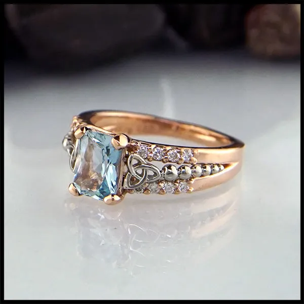 Rose Gold and Aquamarine Ring