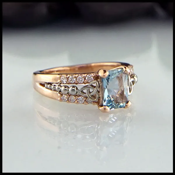 Rose Gold and Aquamarine Ring