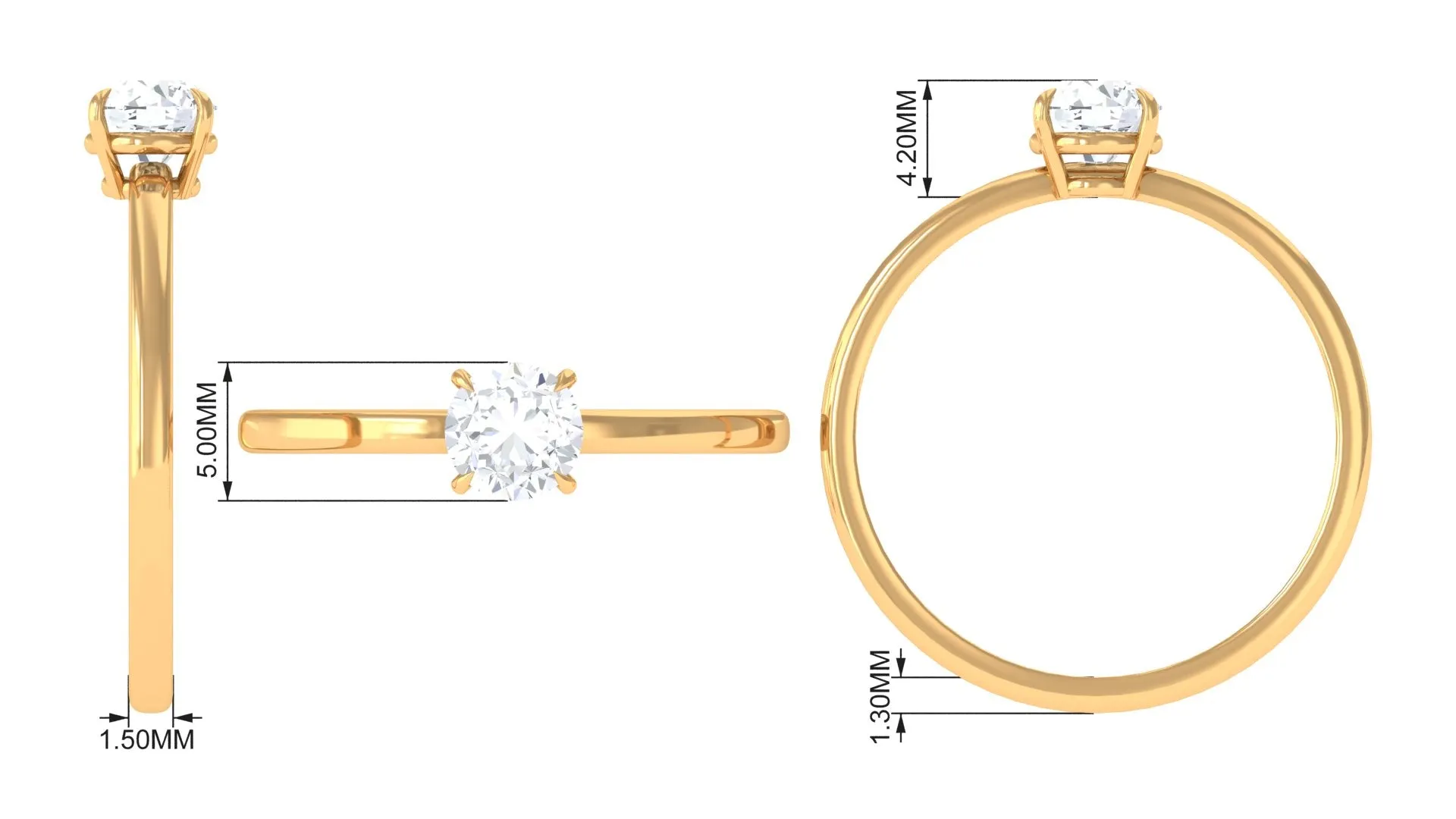 Round Shape Lab Grown Diamond Solitaire Ring