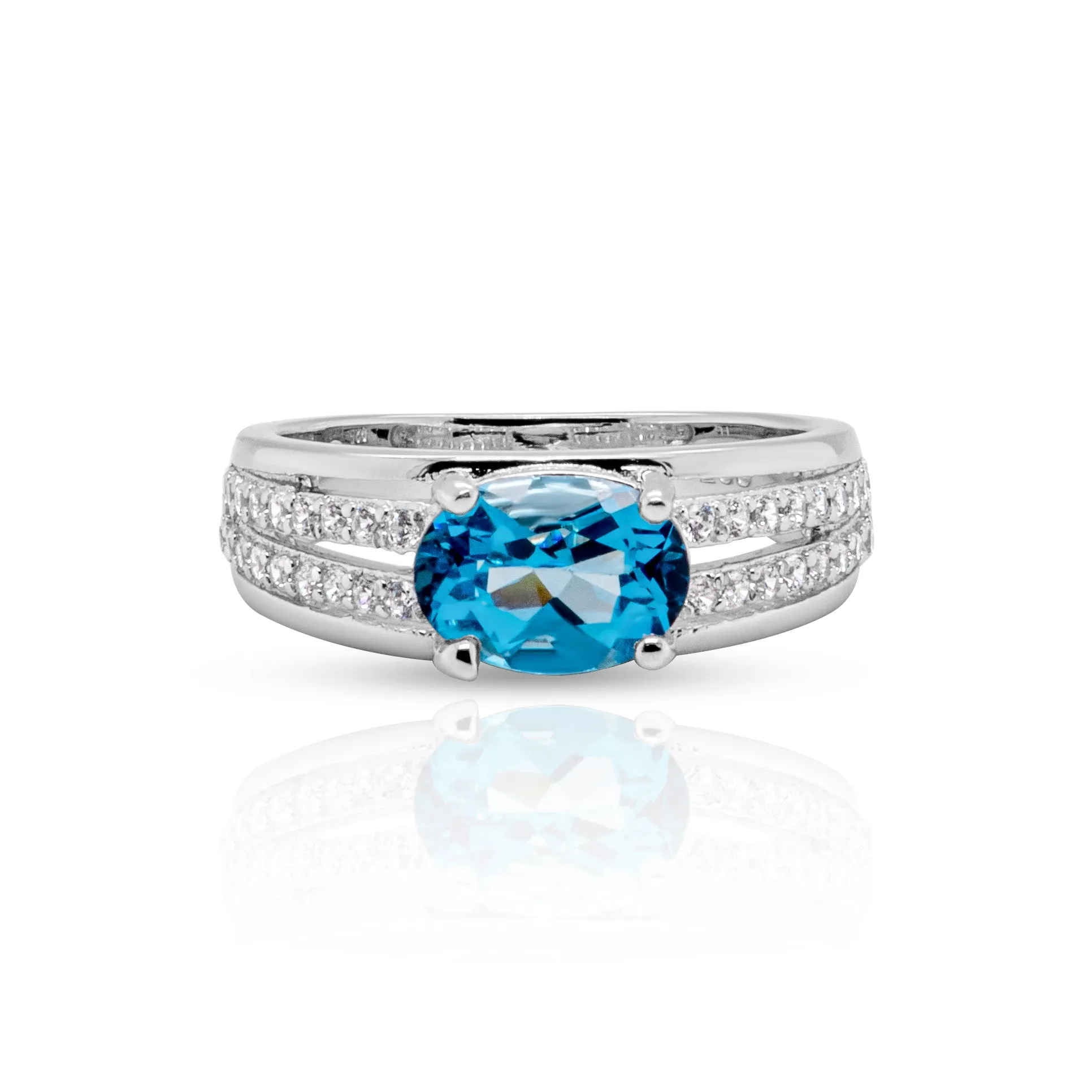 Ruka London Blue Topaz Ring in Sterling Silver