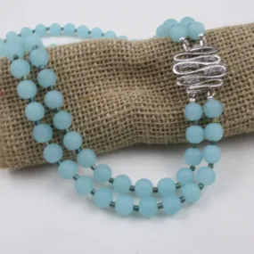 Sea Glass Necklace in Sea-foam Blue {Aqua} Double Strand