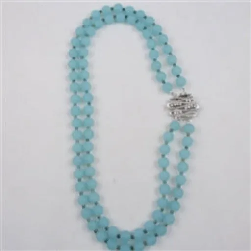 Sea Glass Necklace in Sea-foam Blue {Aqua} Double Strand