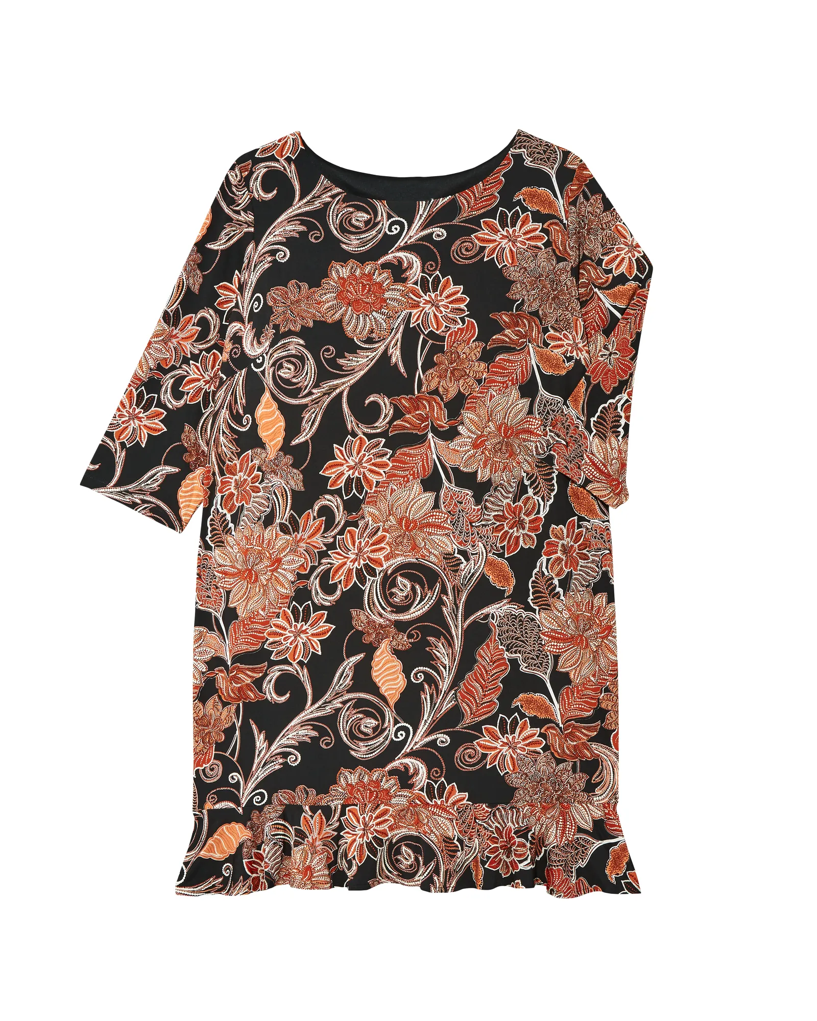 Sidney Ruffle Detail Dress | Black / Brown