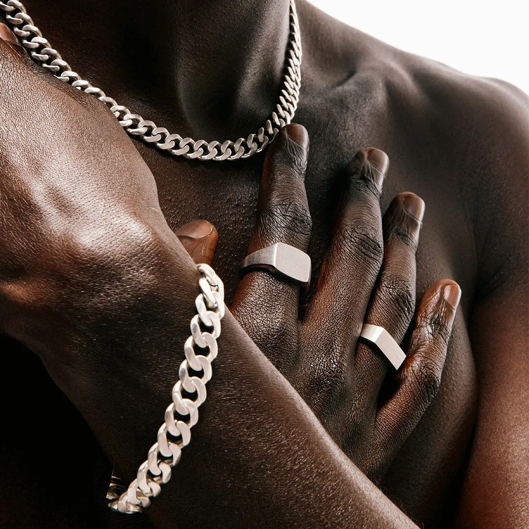 Silver Brushed Cushion Ring