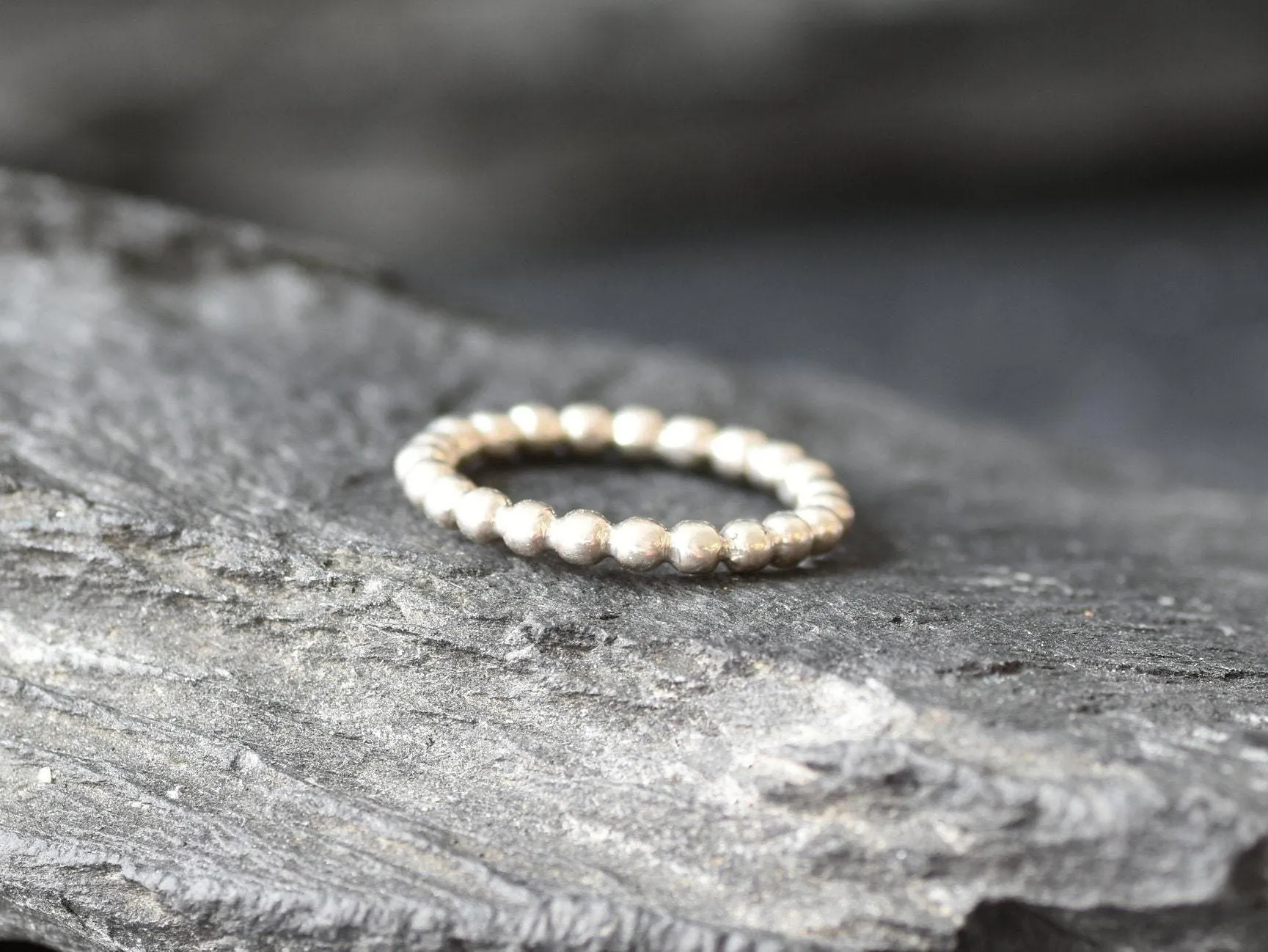 Silver Bubble Ring - Silver Beaded Ring - Silver Stackable Ring