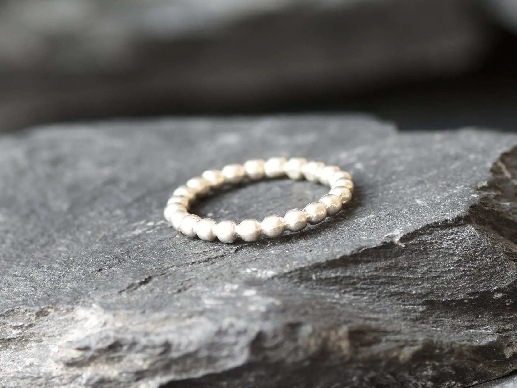 Silver Bubble Ring - Silver Beaded Ring - Silver Stackable Ring