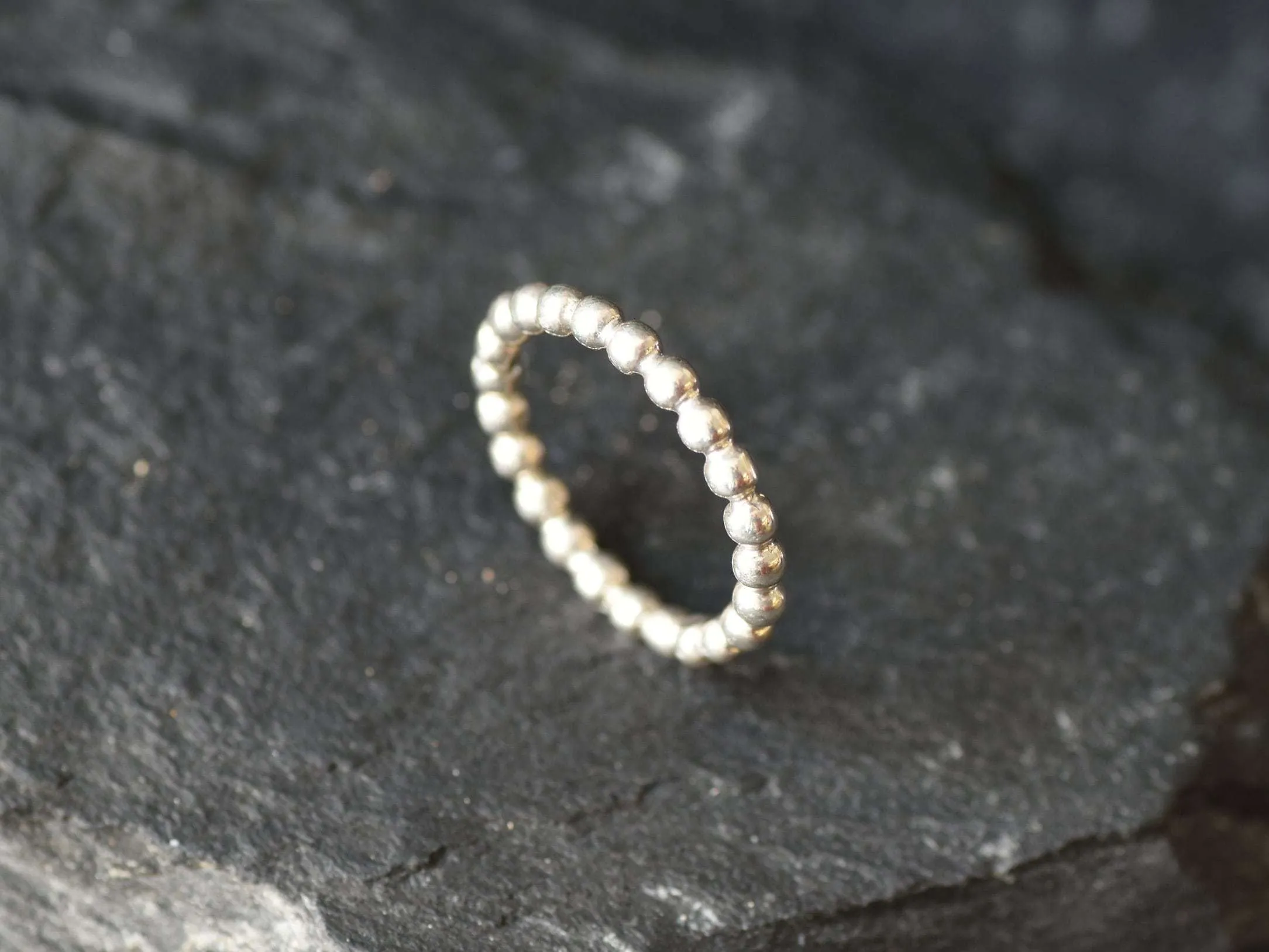 Silver Bubble Ring - Silver Beaded Ring - Silver Stackable Ring