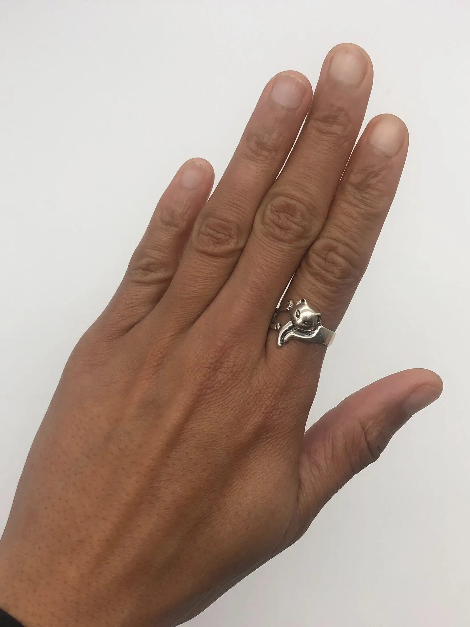 Silver Cat Ring - Cat Lover Ring - Silver Animal Ring